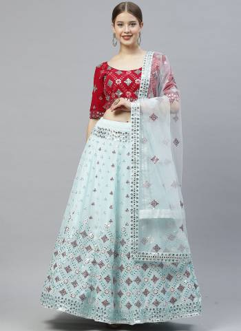 For A Designer Look,Grab These Designer Lehenga in All Over Fine Colored.These Lehenga And Blouse Are Fabricated On Georgette Pair With Net Dupatta.Its Beautified With Thread,Sequance Embroidery Work.