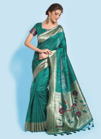 Grab These Beautiful Saree in Fine Colored.These Saree And Blouse Are Fabricated On Tussar Silk.Its Beautified Wth Heavy Weaving Paithani Designer Work.