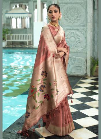 Grab These Beautiful Saree in Fine Colored.These Saree And Blouse Are Fabricated On Tussar Silk.Its Beautified Wth Heavy Weaving Paithani Designer Work.