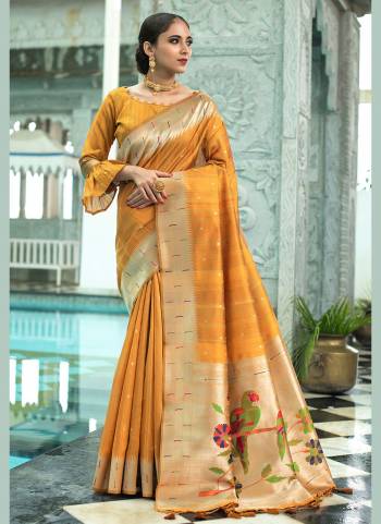 Grab These Beautiful Saree in Fine Colored.These Saree And Blouse Are Fabricated On Tussar Silk.Its Beautified Wth Heavy Weaving Paithani Designer Work.