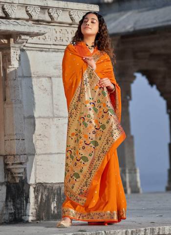 Grab These Fancy Saree in All Over Fine Colored.These Saree And Blouse Are Fabricated On Banarasi Silk.Its Beautified With Exclusive Wevon Paithani Designer Work. 