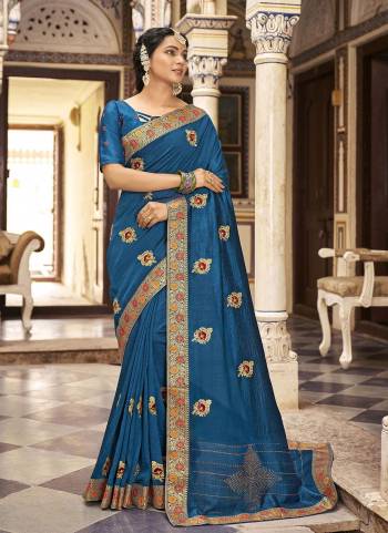 Grab These Saree in All Over Fine Colored.These Saree And Blouse Are Fabricated Vichitra Silk.Iits Beautified  With  Designer Embroidery Work.