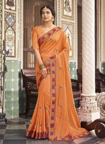 Grab These Saree in All Over Fine Colored.These Saree And Blouse Are Fabricated Vichitra Silk.Iits Beautified  With  Designer Embroidery Work.