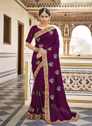 Grab These Saree in All Over Fine Colored.These Saree And Blouse Are Fabricated Vichitra Silk.Iits Beautified  With  Designer Embroidery Work.