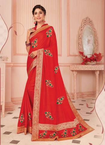 For A Beautiful Look,Grab These Saree in All Over Fine Colored.These Saree And Blouse Are Fabricated On Vichitra Silk.Its Beautified With  Designer Embroidery Work.