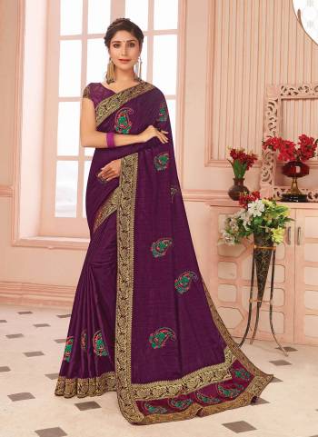 For A Beautiful Look,Grab These Saree in All Over Fine Colored.These Saree And Blouse Are Fabricated On Vichitra Silk.Its Beautified With  Designer Embroidery Work.