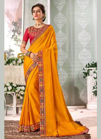 For A Casual Wear,Grab These Saree in Fine Colored.These Saree And Blouse Are Fabricated On Vichitra Silk.Its Beautified With Wevon Border And Embroidery Work.