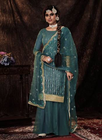 For A Beautiful Look,Grab These Sharara Suit in All Over Fine Colored.These Top And Bottom Are Fabricated On Soft Net Pair With Soft Net Dupatta.Its Beautified With Designer Sequance Embroidery Work.