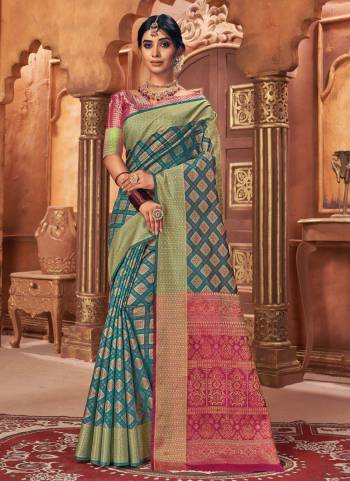 Grab These Beautiful Saree Come With Pretty Blouse.These Saree And Blouse Are Fabricated On Patola Silk.Its Beautified With Heavy Jari Wevon Designer Work.