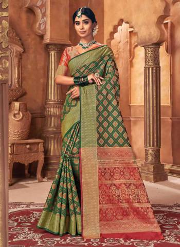 Grab These Beautiful Saree Come With Pretty Blouse.These Saree And Blouse Are Fabricated On Patola Silk.Its Beautified With Heavy Jari Wevon Designer Work.