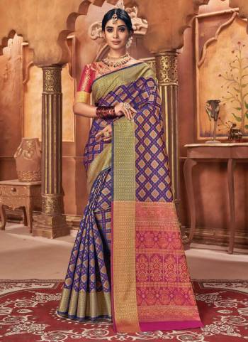 Grab These Beautiful Saree Come With Pretty Blouse.These Saree And Blouse Are Fabricated On Patola Silk.Its Beautified With Heavy Jari Wevon Designer Work.