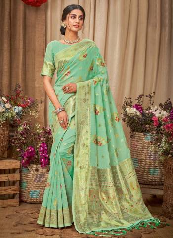 For A Different Look,Grab These Saree in Fine Colored.These Saree And Blouse Are Fabricated On Cotton.Its Beautified With Heavy Jari Wevon Designer Work.