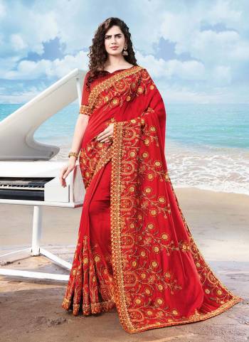 Looking Pretty in These Fine Colored Saree.These Saree And Blouse Are Fabricated On Art Silk.Its Beautified With  Designer Embroidery Work.