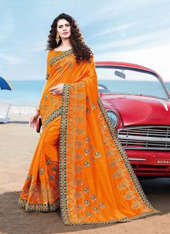 Looking Pretty in These Fine Colored Saree.These Saree And Blouse Are Fabricated On Art Silk.Its Beautified With  Designer Embroidery Work.