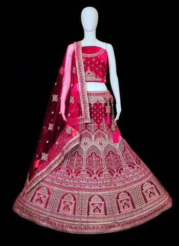 For A Designer Look,Grab These Designer Lehenga Choli in All Over Beautiful Colored.These Blouse And Lehenga Are Fabricated On Velvet Pair With Soft Net Dupatta.Its Beautified With Heavy Designer Thread Embroidery Work.