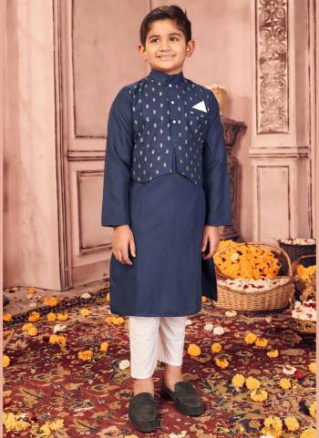 Grab These Readymade Children Wear Kurta Paijama in Fine Colored.Its Fabricated on Cotton Pair With Cotton Koti With Designer Foil Printed Work.