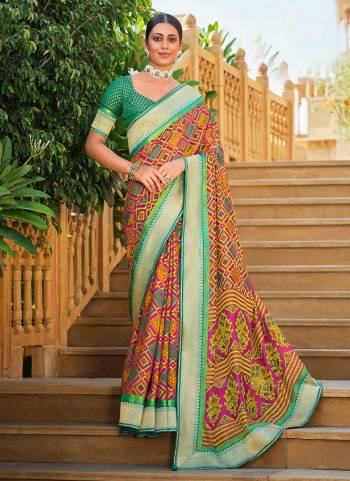 Grab These Beautiful Saree in Fine Colored.These Saree And Blouse Are Fabricated On Baraso Patola.its Beautified With  Woven Jari Designer And Patola Printed Work.