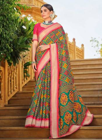 Grab These Beautiful Saree in Fine Colored.These Saree And Blouse Are Fabricated On Baraso Patola.its Beautified With  Woven Jari Designer And Patola Printed Work.