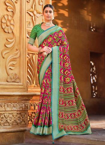 Grab These Beautiful Saree in Fine Colored.These Saree And Blouse Are Fabricated On Baraso Patola.its Beautified With  Woven Jari Designer And Patola Printed Work.