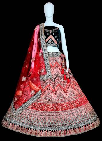 For A Beautiful Look,Grab These Designer Lehenga Choli in All Over Fine Colored.These Blouse And Lehenga Are Fabricated On Velvet Pair With Soft Net Blouse.Its Beautified With Heavy Designer Thread Embroidery Work.