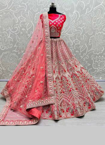 For A Designer Look,Grab These Designer in All Over Fine Colored.These Blouse And Lehenga Are Fbaricated On Velvet Pair With Soft Net Dupatta.Its Beautified With Designer Work.