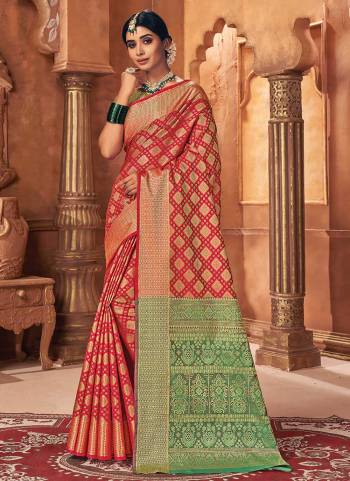 Grab These Saree in Fine Colored Pair With Blouse.These Saree And Blouse Are Fbaricated On Patola Silk.Its Beautified With Heavy Wevon Designer Work.