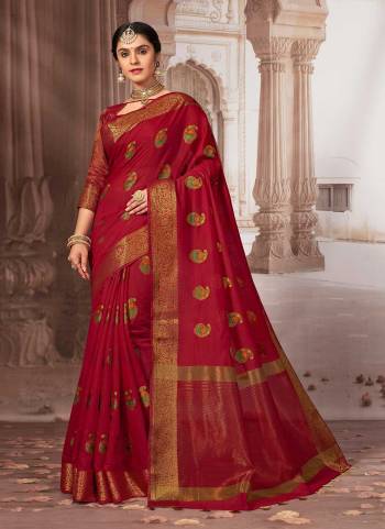 Grab These Beautiful Saree in All Over Same Colored.These Saree And Blouse Are Fabricated On Chanderi Cotton.Its Beautified With Heavy Wevon Designer Work.