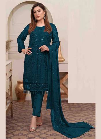 Grab These Beautiful Colored Suit Pair With Bottom And Dupatta.These Top is Fabricated On Georgette Pair With Santoon Bottom And Georgette Dupatta.Its Beautified With Heavy Designer Embroidery Work.