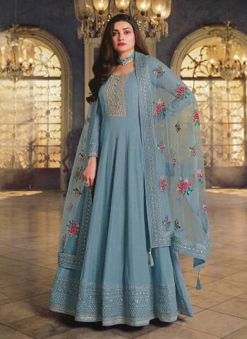 For A Designer Look,Grab These Suit in Fine Colored.These Top is Fabricated On Dola Silk Pair With Santoon Bottom And Soft Net Dupatta.Its Beautified With Heavy Designer Embroidery Work.