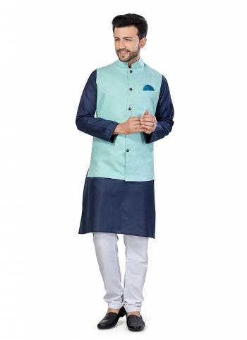 For A Festive Wear,Grab These Readymade Pair in Fine Colored.These Kurta And Jacket Are Fabricated On Linen Blend Pair With Cotton Bottom.Its Beautified With Solid Work.