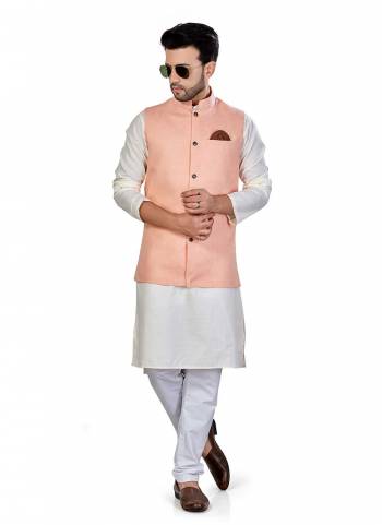 For A Festive Wear,Grab These Readymade Pair in Fine Colored.These Kurta And Jacket Are Fabricated On Linen Blend Pair With Cotton Bottom.Its Beautified With Solid Work.