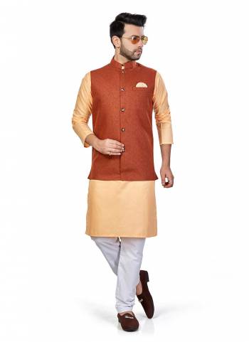 For A Festive Wear,Grab These Readymade Pair in Fine Colored.These Kurta And Jacket Are Fabricated On Linen Blend Pair With Cotton Bottom.Its Beautified With Solid Work.