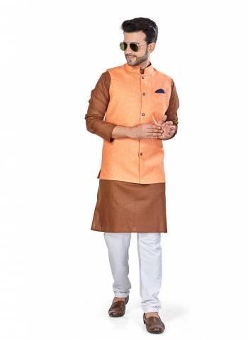 For A Festive Wear,Grab These Readymade Pair in Fine Colored.These Kurta And Jacket Are Fabricated On Linen Blend Pair With Cotton Bottom.Its Beautified With Solid Work.