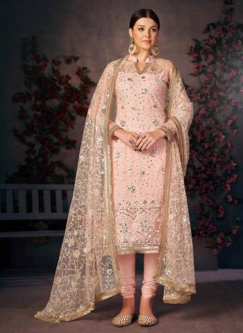 For A Beautiful Look,Grab These Suit in Pretty Colored.These Top And Dupatta Are Fabricated On Mono Net Pair With American Crepe Bottom.Its Beautified With Cotton Thread And Sequance Embroidery Work.