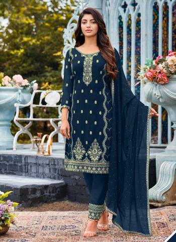 Grab These Suit in All Over Fine Colored.These Top And Dupatta Are Fabricated On Faux Georgette Pair With Santoon Bottom.Its Beautified With Designer Heavy Embroidery,Swarovski Work.