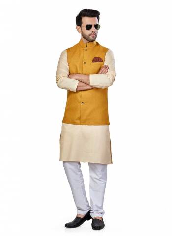 For A Festive Wear,Grab These Readymade Pair in Fine Colored.These Kurta And Jacket Are Fabricated On Linen Blend Pair With Cotton Bottom Come With Solid Work.Its Available in All Regular Size.