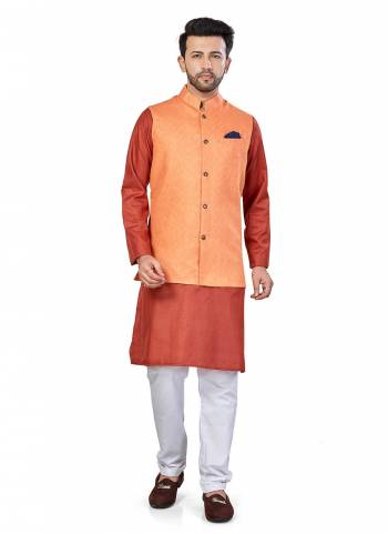 For A Festive Wear,Grab These Readymade Pair in Fine Colored.These Kurta And Jacket Are Fabricated On Linen Blend Pair With Cotton Bottom Come With Solid Work.Its Available in All Regular Size.