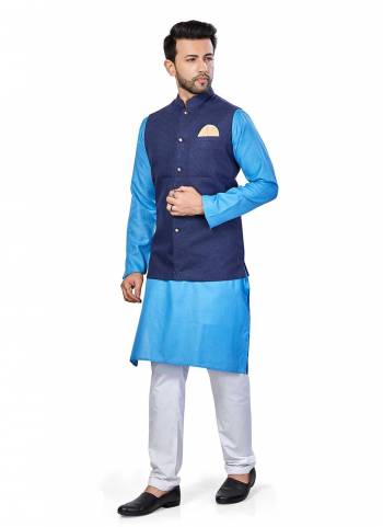 For A Festive Wear,Grab These Readymade Pair in Fine Colored.These Kurta And Jacket Are Fabricated On Linen Blend Pair With Cotton Bottom Come With Solid Work.Its Available in All Regular Size.