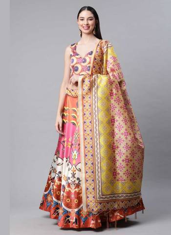 Grab These Designer Lehwenga Choli Come With Fine Colored.These Lehenga And Blouse Are Fabricated On Silk Pair With Silk Dupatta.Its Beautified With Designer Digital Printed Work.