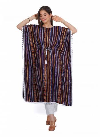 Grab These Multy Colored Kaftan Come With Rayon Fabricated And Beautified With Designer Gold Printed Work.