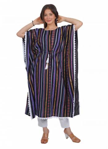 Grab These Multy Colored Kaftan Come With Rayon Fabricated And Beautified With Designer Gold Printed Work.