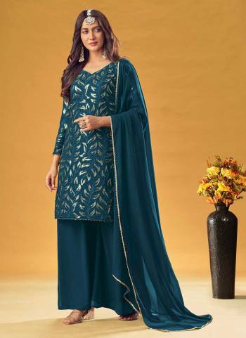 For A Designer Look,Grab These Semi Stiched Plazzo Suit in Fine Colored.These Top is Fabricated On Faux Georgette Pair With Georgette Bottom And Dupatta.Its Beautified With Designer Heavy Sequance Embroidery Work.