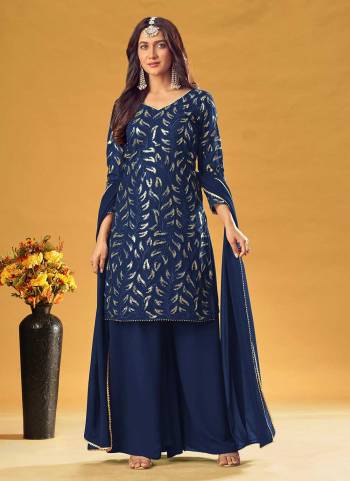 For A Designer Look,Grab These Semi Stiched Plazzo Suit in Fine Colored.These Top is Fabricated On Faux Georgette Pair With Georgette Bottom And Dupatta.Its Beautified With Designer Heavy Sequance Embroidery Work.