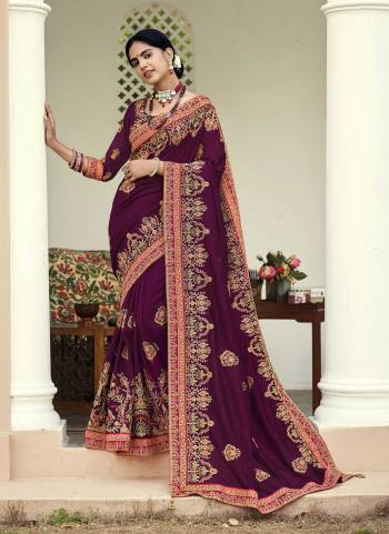 Grab These Beautiful Colored Saree Pair With Matching Colored Blouse.These Saree And Blouse Are Fabricated on Vichitra Silk.Its Beautified With  Designer Embroidery,Diamond Work.