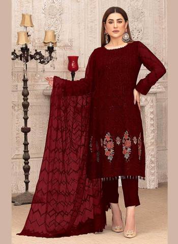 For A Beautiful Looking Suit Pair With Bottom And Dupatta.These Top is Fabricated On Georgette Pair With Santoon Bottom And Nazmin Dupatt.its Beautified With Heavy Designer Sequance Embroidery Work. 