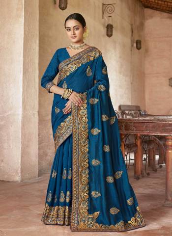 Grab These Beautiful Colored Saree Pair With Blouse.These Saree And Blouse Are Fabricated On Vichitra Silk.Its Beautified With Heavy Designer Jari Embroidery Work.