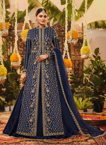 Looking Different in These Lovely Colored Suit.These Top And Dupatta Are Fabricated On Butterfly Net Pair With Satin Bottom.Its Beautified With Heavy Designer Embroidery Work.