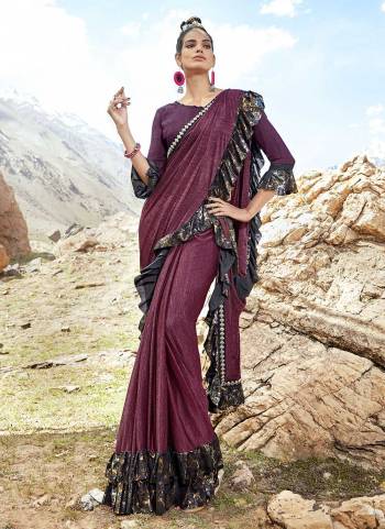 For A Beautiful Look,Grab These Fine Colored Saree Pair With Matching Blouse.These Saree is Fabricated On Imported Lycra Pair Wth Art Silk Blouse.Its Beautified With  Designer Hand Work Frill Work.