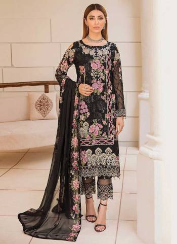 Grab These Beautiful Colored Suit.These Top is Fabricated On Georgette Pair With Santoon Bottom And Nazmin Dupatta.Its Beautified With Designer Multy Thread Embroidery Work.