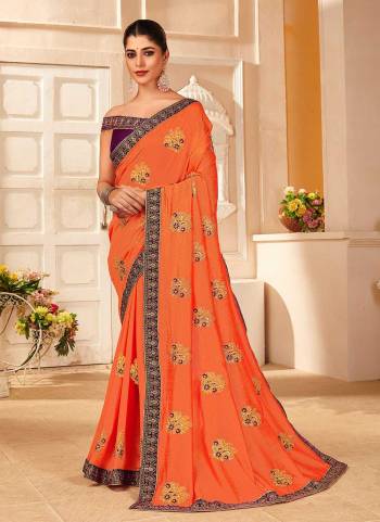 For A Different Look,Grab These Fine Colored Saree Pair With Blouse.These Saree is Fabricated On Vichitra Silk Pair With Art Silk Blouse.Its Beautified With Designer Embridery Work.